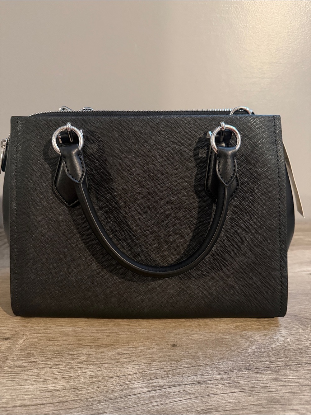 Michael Kors Black Saffiano Satchel with Silver Hardware - Picture 2 of 4